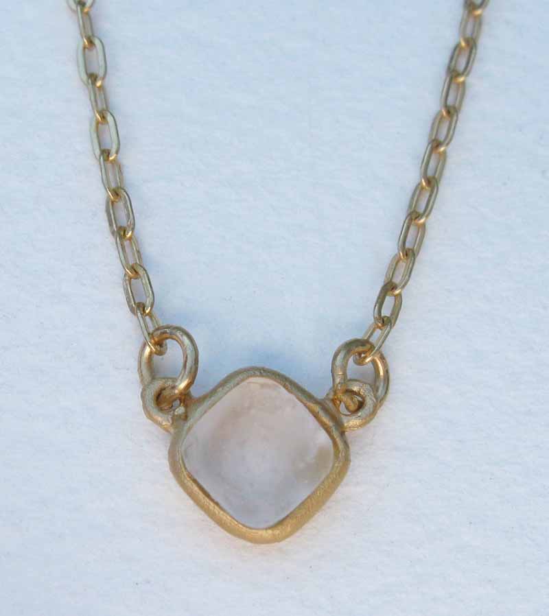 Small Diamond Shape Necklace in Cast Glass